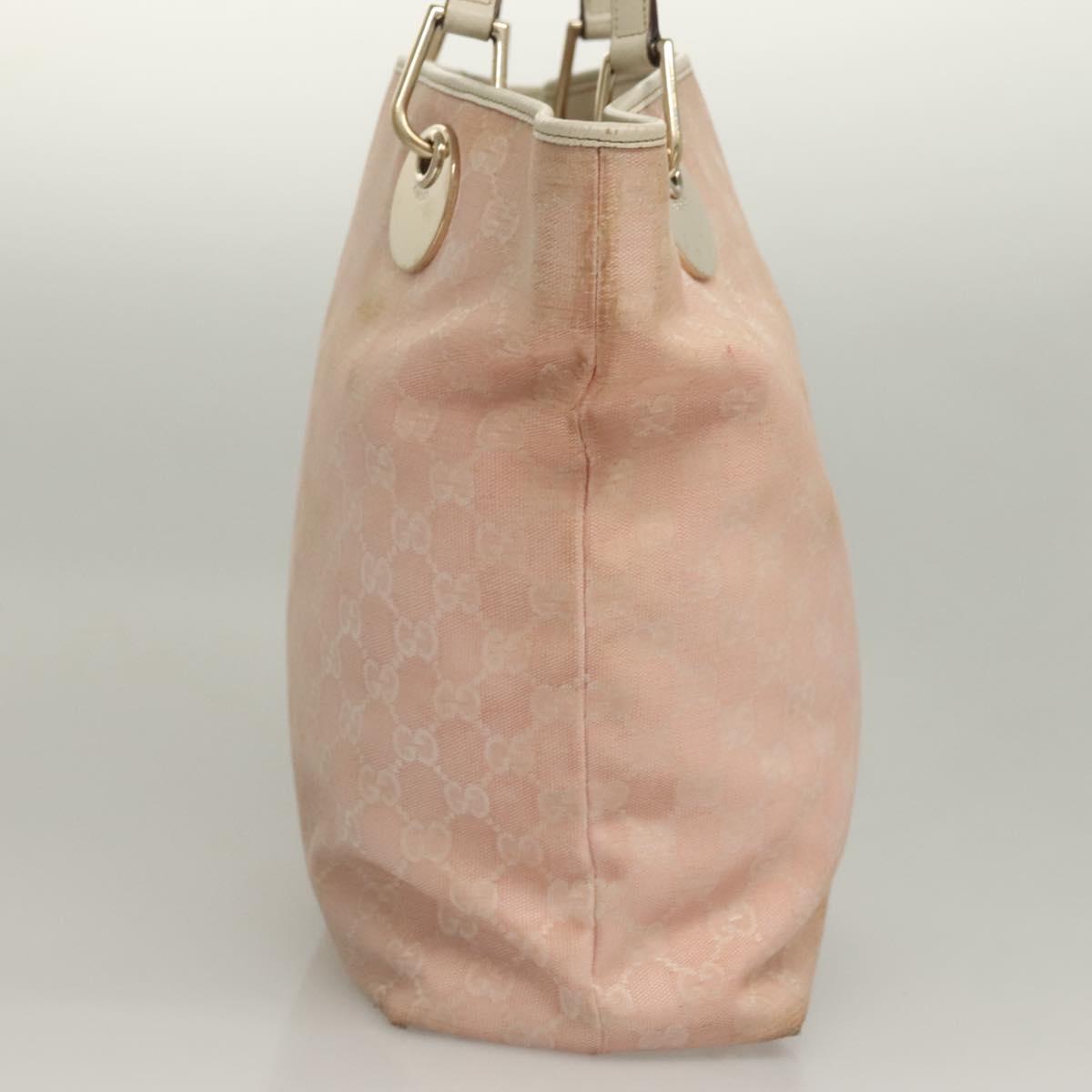 GUCCI GG Canvas Tote Bag Pink Gold 120836 Auth BA4263