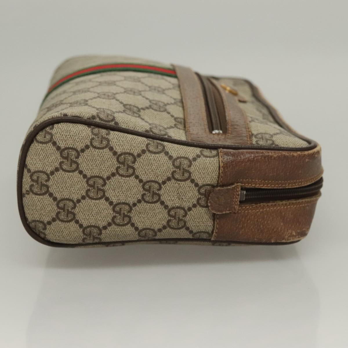GUCCI GG Supreme Web Sherry Line Bag PVC Beige Gold 378 02 005 Auth BA4264
