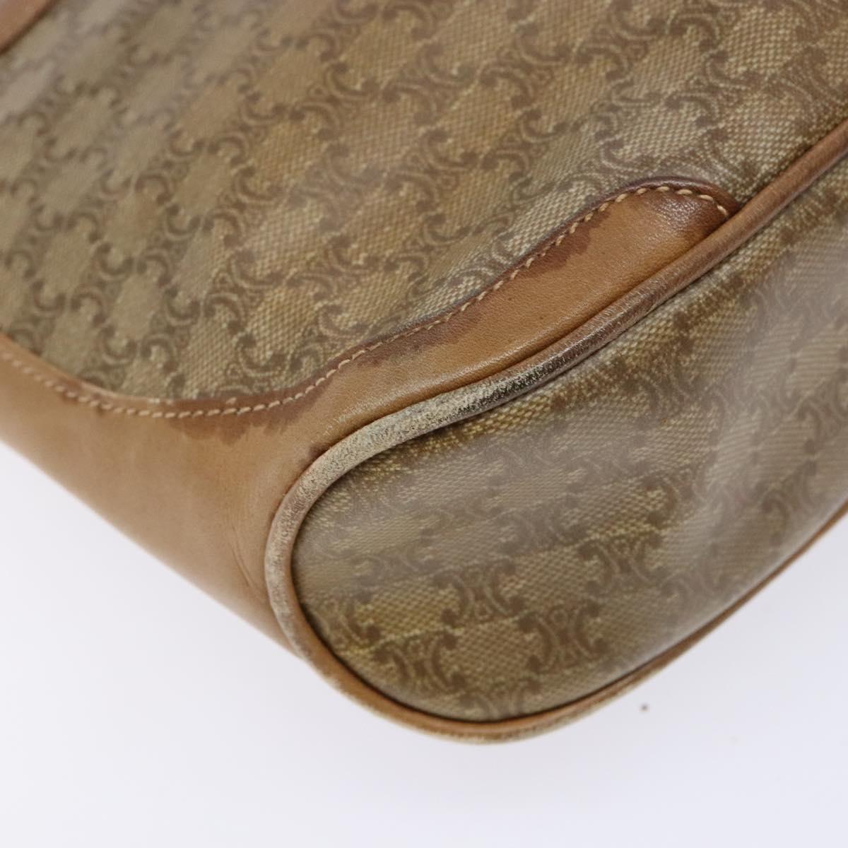 CELINE Macadam Canvas Shoulder Bag PVC Beige Gold Auth BA4269