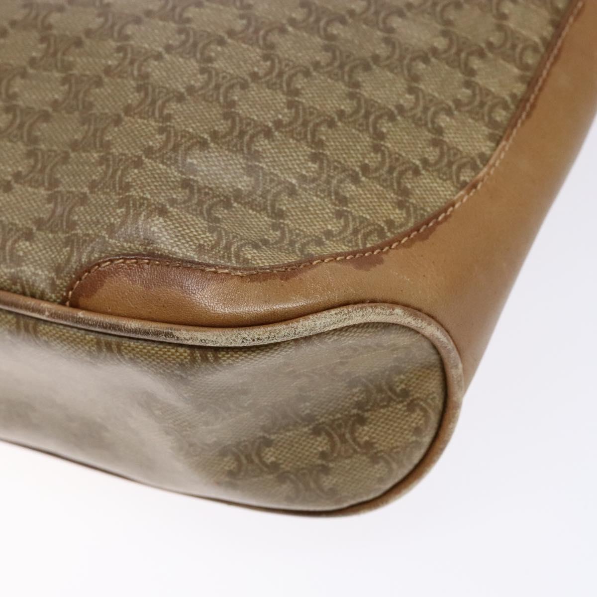 CELINE Macadam Canvas Shoulder Bag PVC Beige Gold Auth BA4269