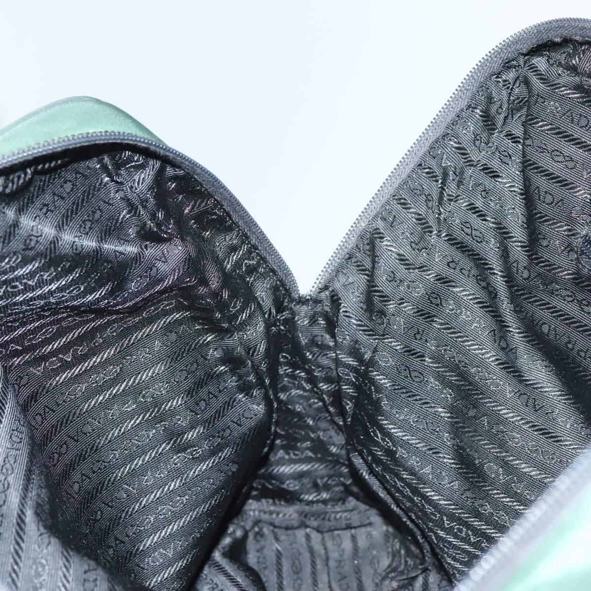 PRADA Hand Bag Nylon Khaki Silver Auth BA4277