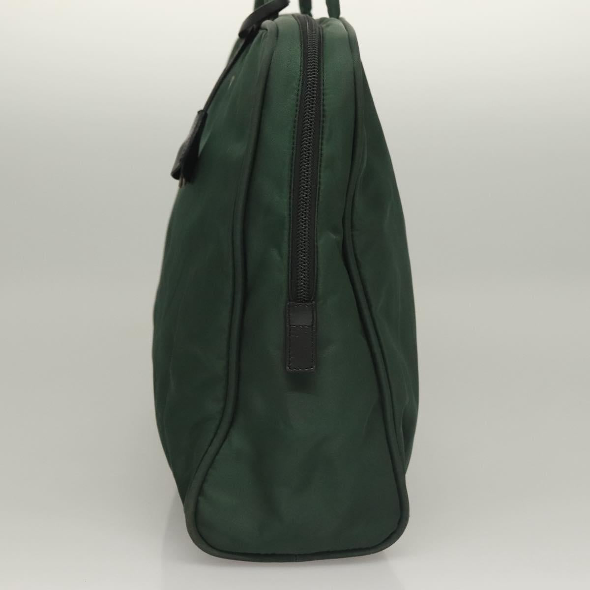 PRADA Hand Bag Nylon Khaki Silver Auth BA4277