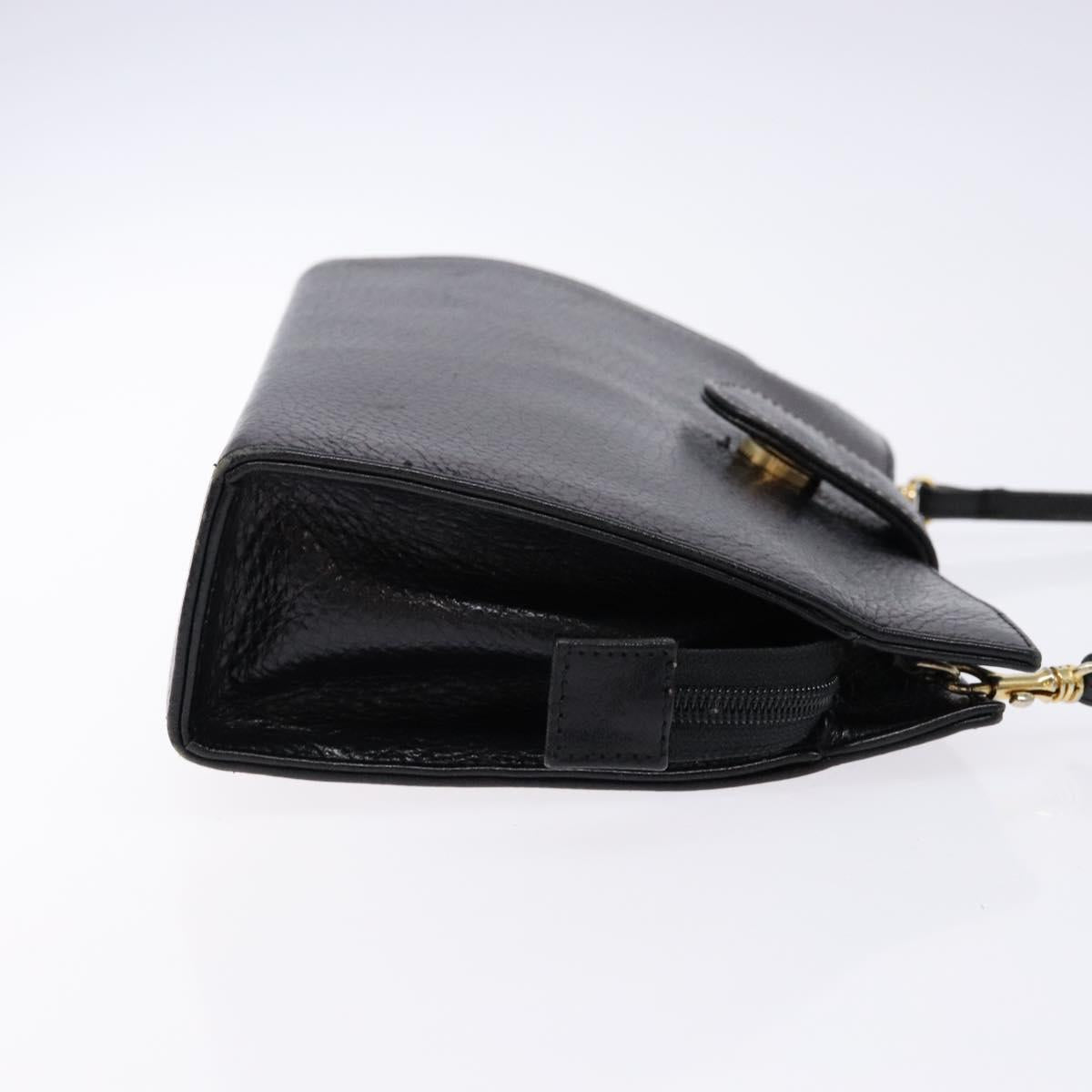 BALLY Shoulder Bag Leather Black Gold Auth BA4279