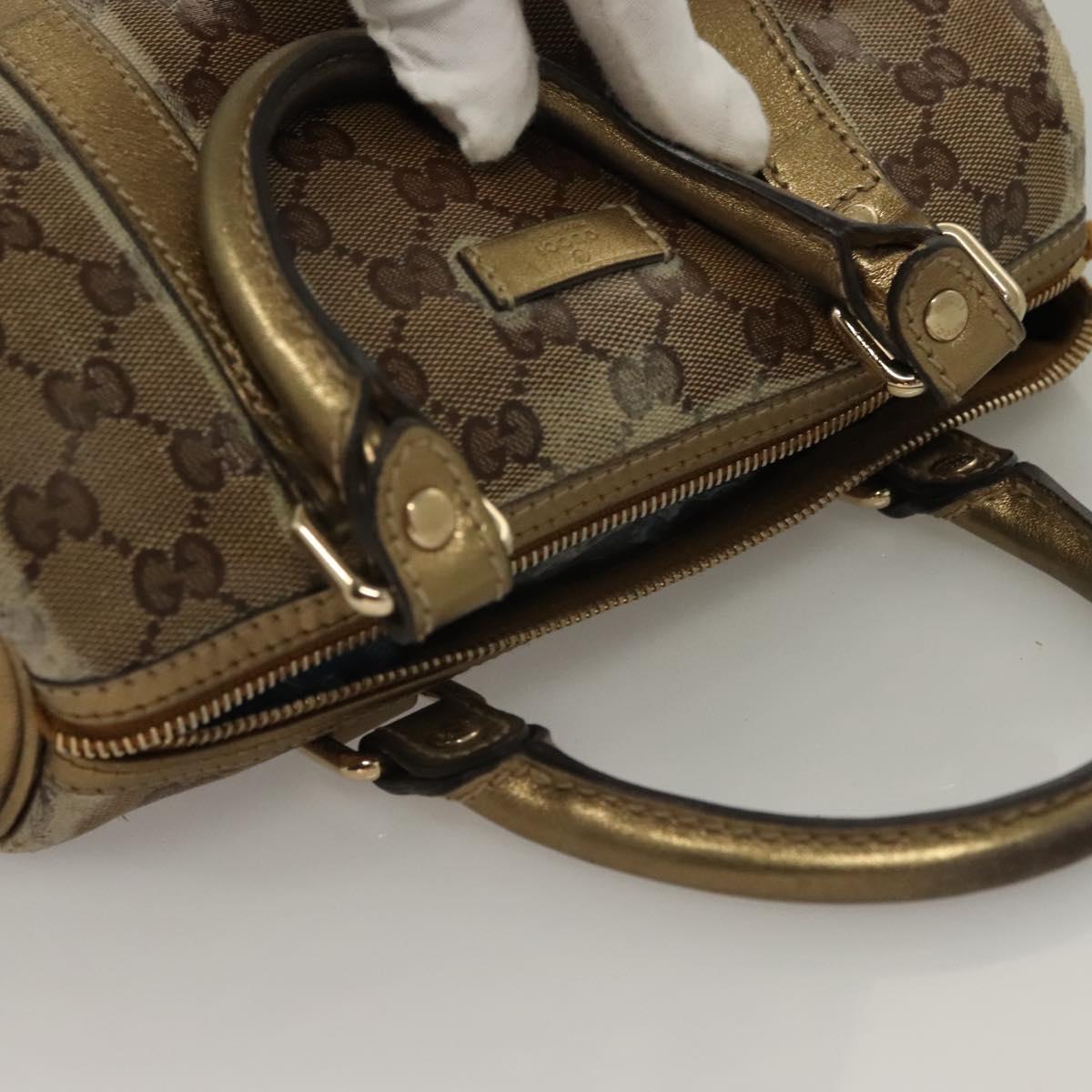 GUCCI GG Crystal Hand Bag Coated Canvas Brown Gold 193604 Auth BA4280