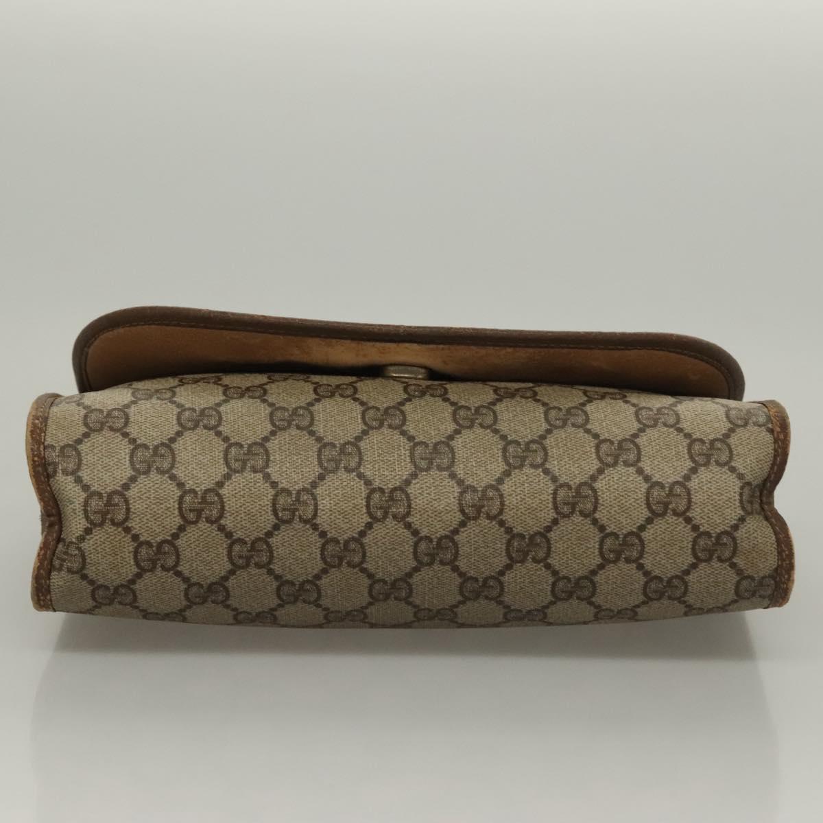 GUCCI GG Supreme Web Sherry Line Clutch Bag PVC Beige Gold 89 01 030 Auth BA4284