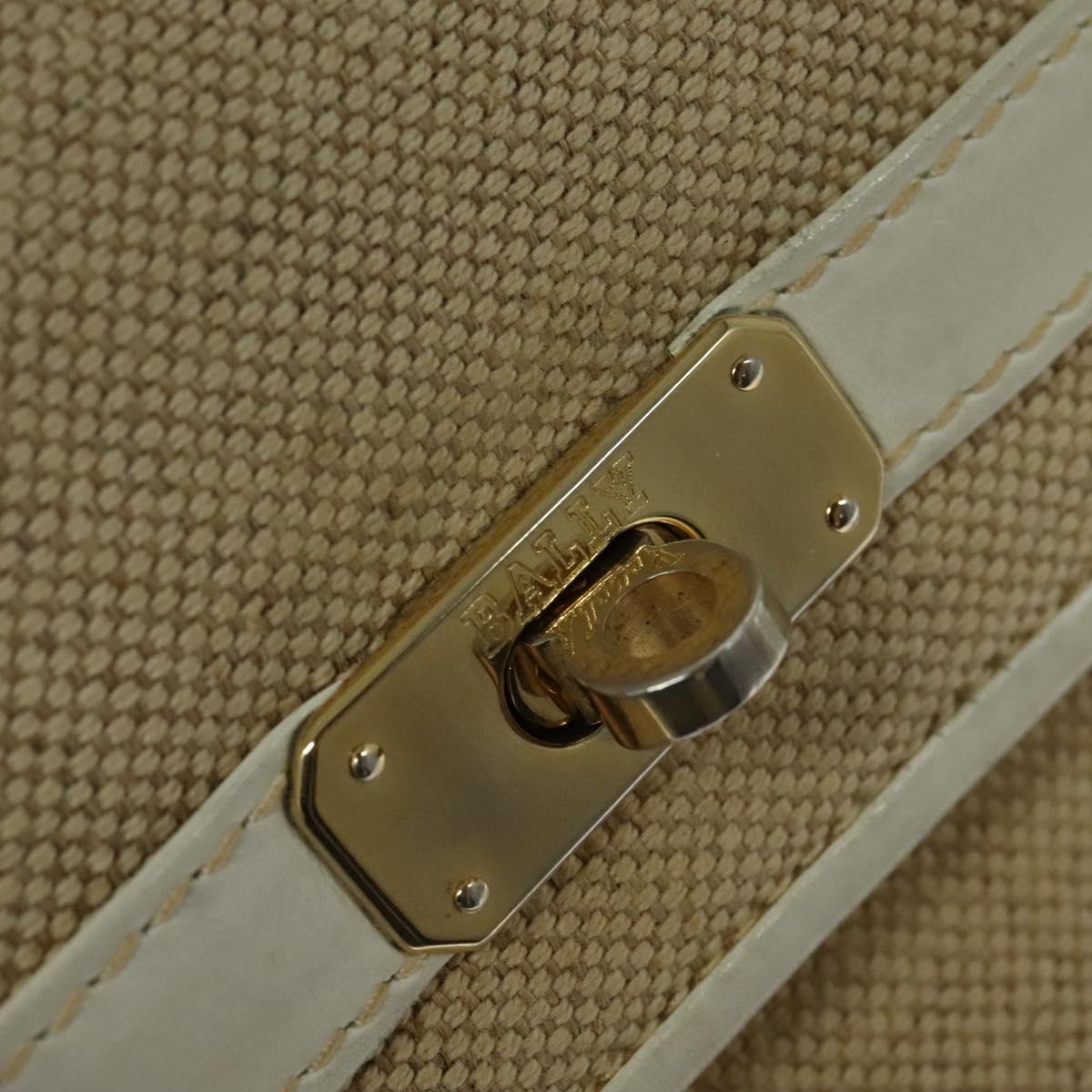 BALLY Shoulder Bag Canvas Beige Gold Auth BA4285
