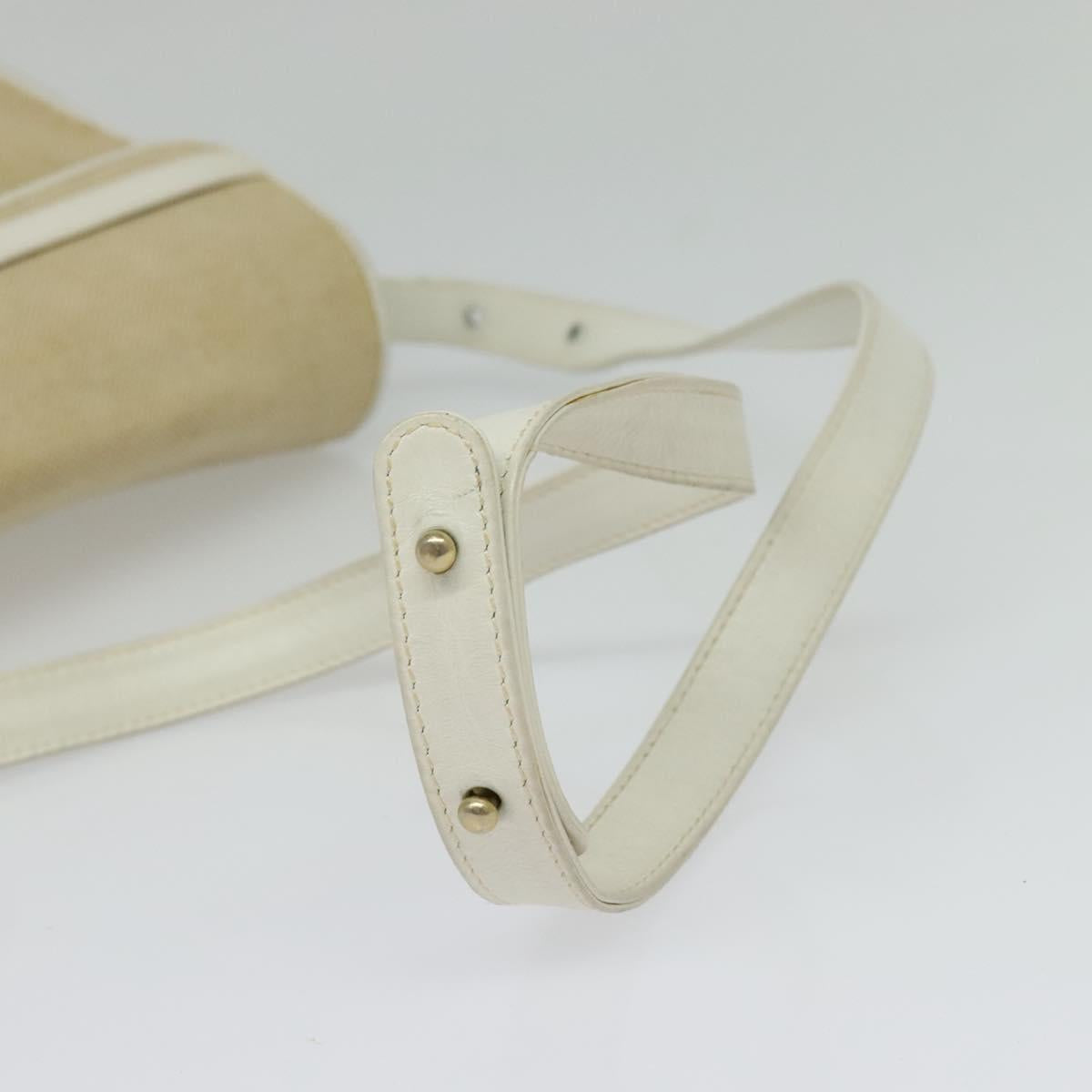 BALLY Shoulder Bag Canvas Beige Gold Auth BA4285