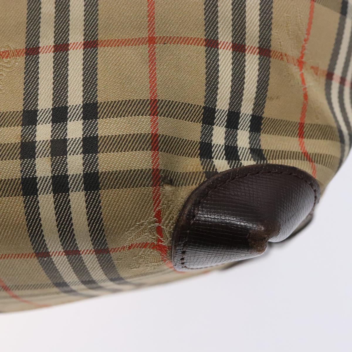 Burberrys Nova Check Hand Bag Canvas Beige Silver Auth BA4286