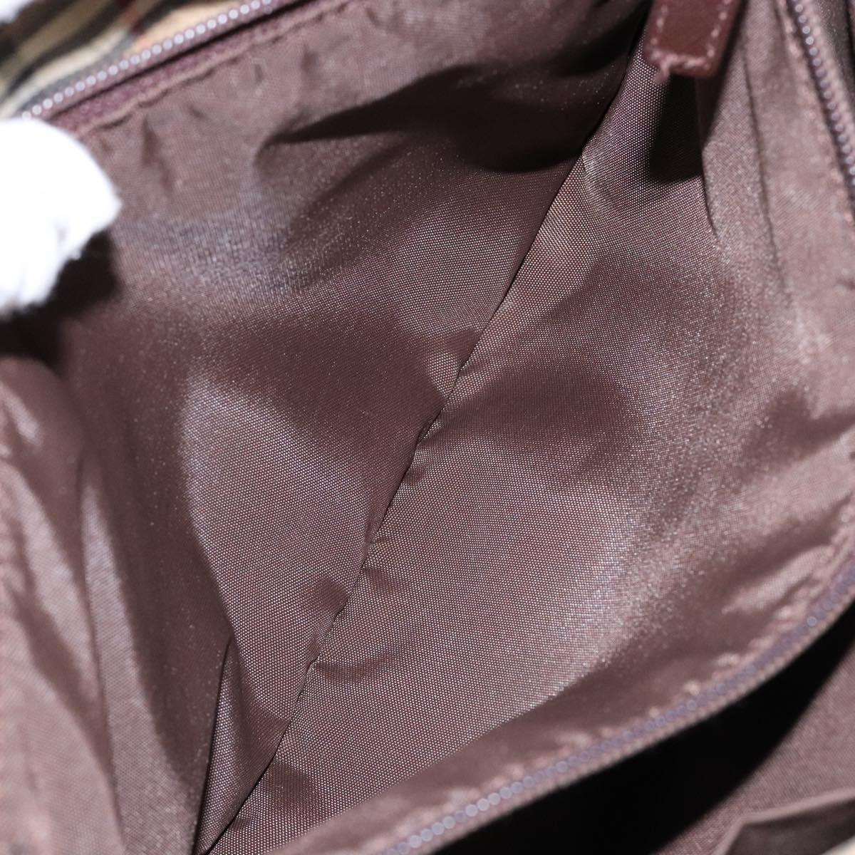 Burberrys Nova Check Hand Bag Canvas Beige Silver Auth BA4286