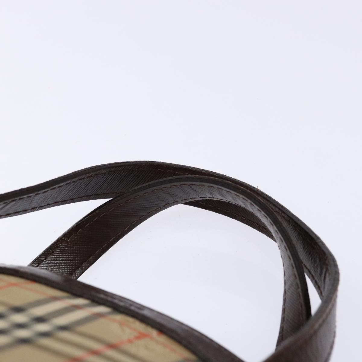 Burberrys Nova Check Hand Bag Canvas Beige Silver Auth BA4286