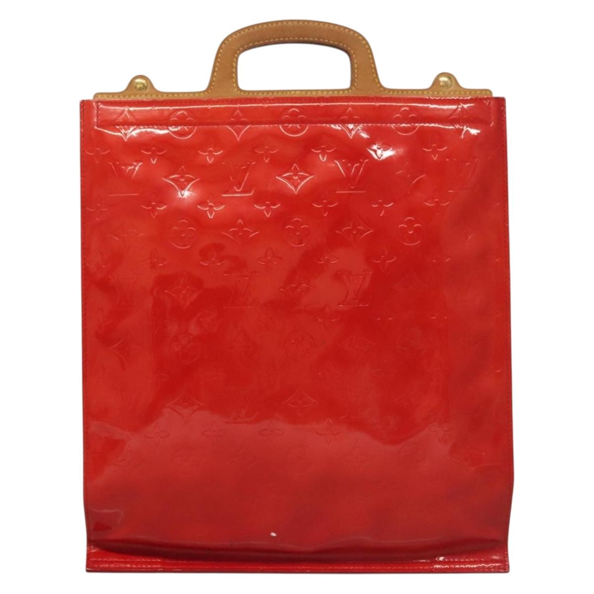 LOUIS VUITTON Monogram Vernis Stanton Tote Bag Red M91078 LV Auth BA4291