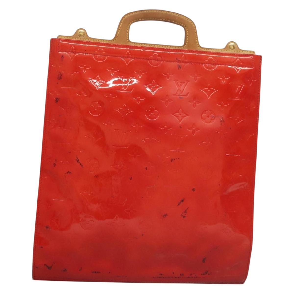 LOUIS VUITTON Monogram Vernis Stanton Tote Bag Red M91078 LV Auth BA4291