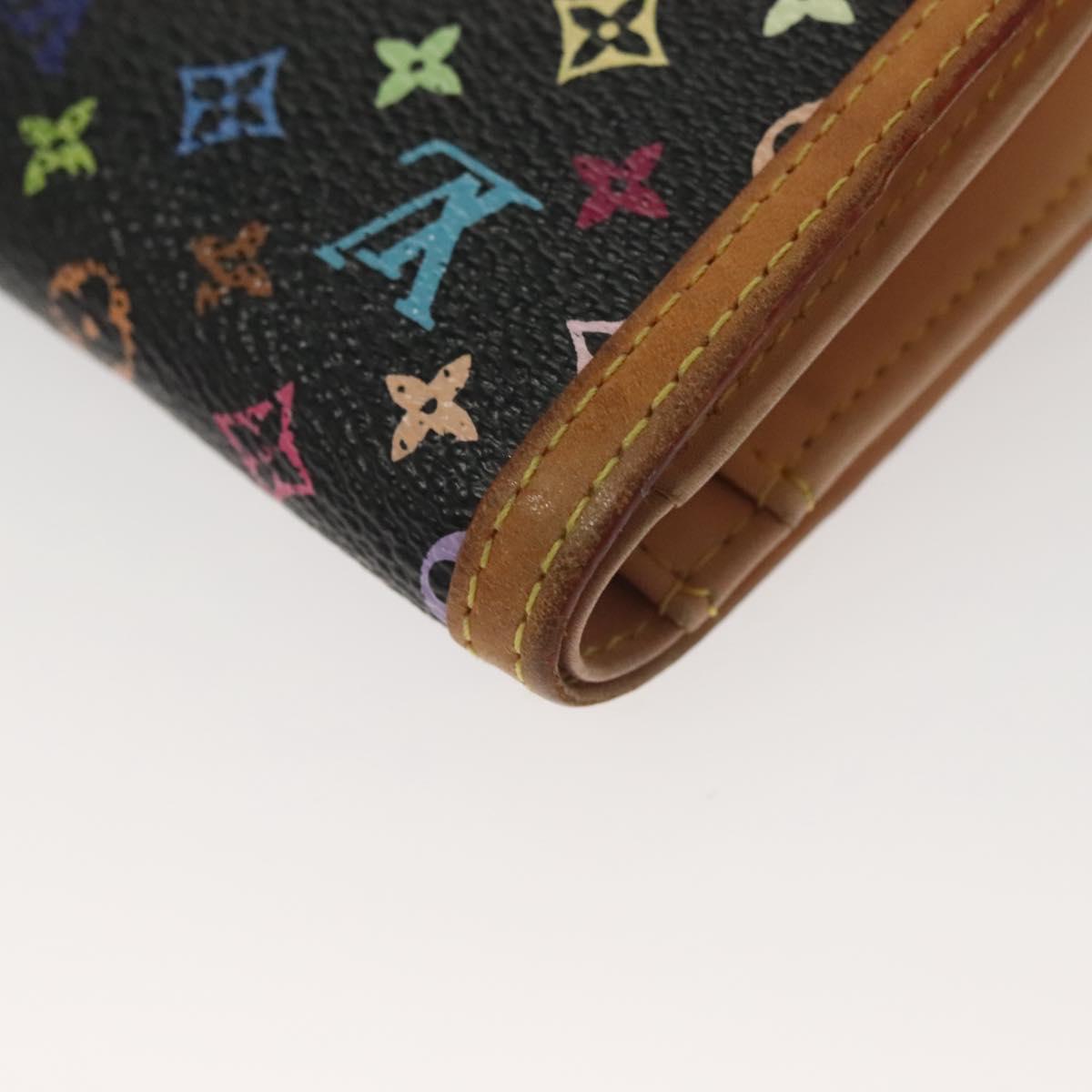 LOUIS VUITTON Multicolor Portefeuille Viennois Wallet Black M92988 Auth BA4300