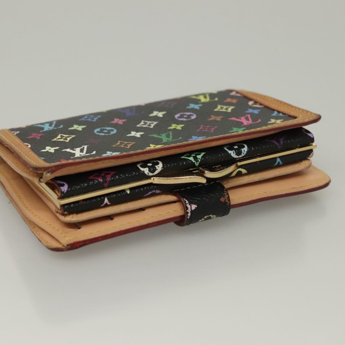 LOUIS VUITTON Multicolor Portefeuille Viennois Wallet Black M92988 Auth BA4300