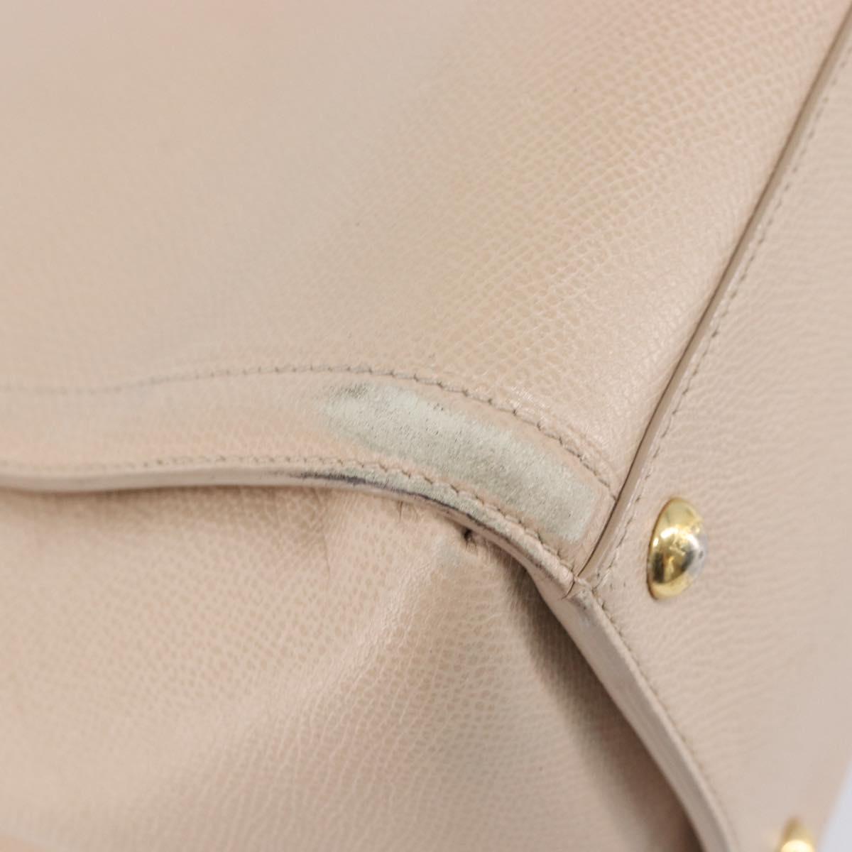 Salvatore Ferragamo Vala Hand Bag Leather 2way Beige Gold Auth BA4303