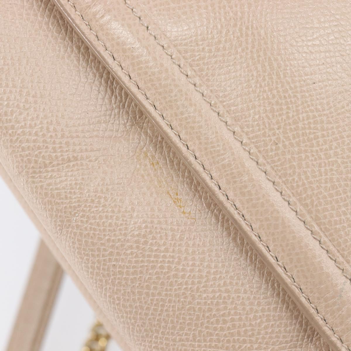 Salvatore Ferragamo Vala Hand Bag Leather 2way Beige Gold Auth BA4303