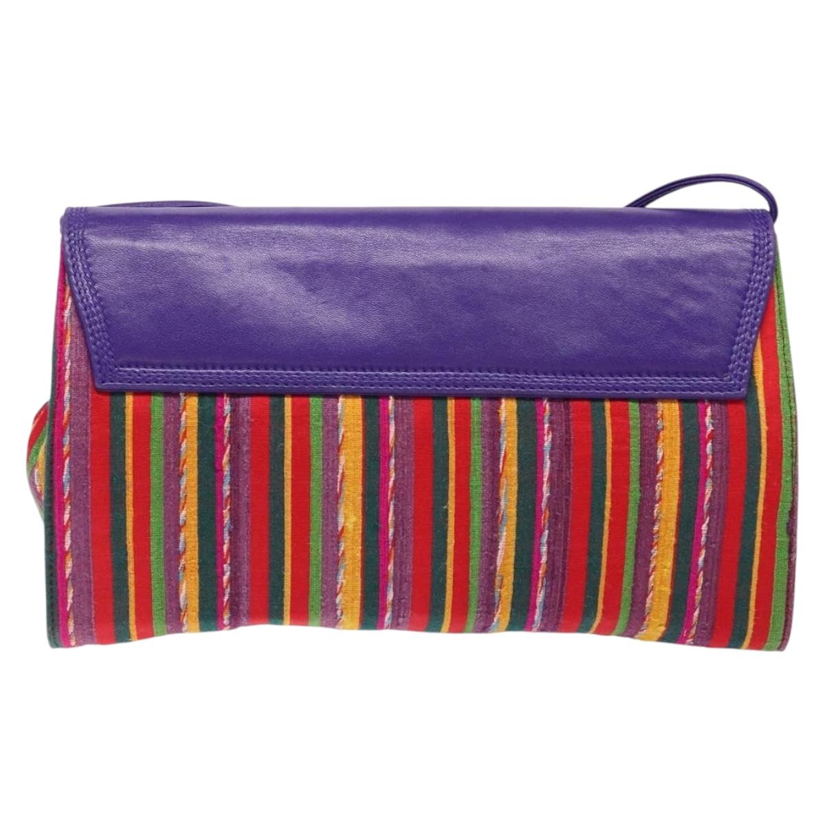 LOEWE Shoulder Bag Leather Purple Gold Auth BA4309