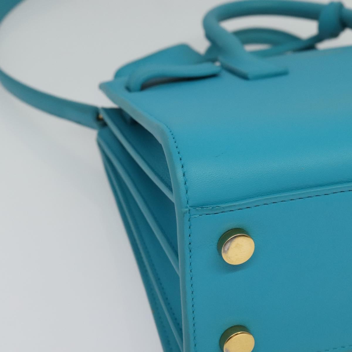 SAINT LAURENT Sac De Jour Nano Bag Leather Light Blue Gold 311208 Auth BA4310