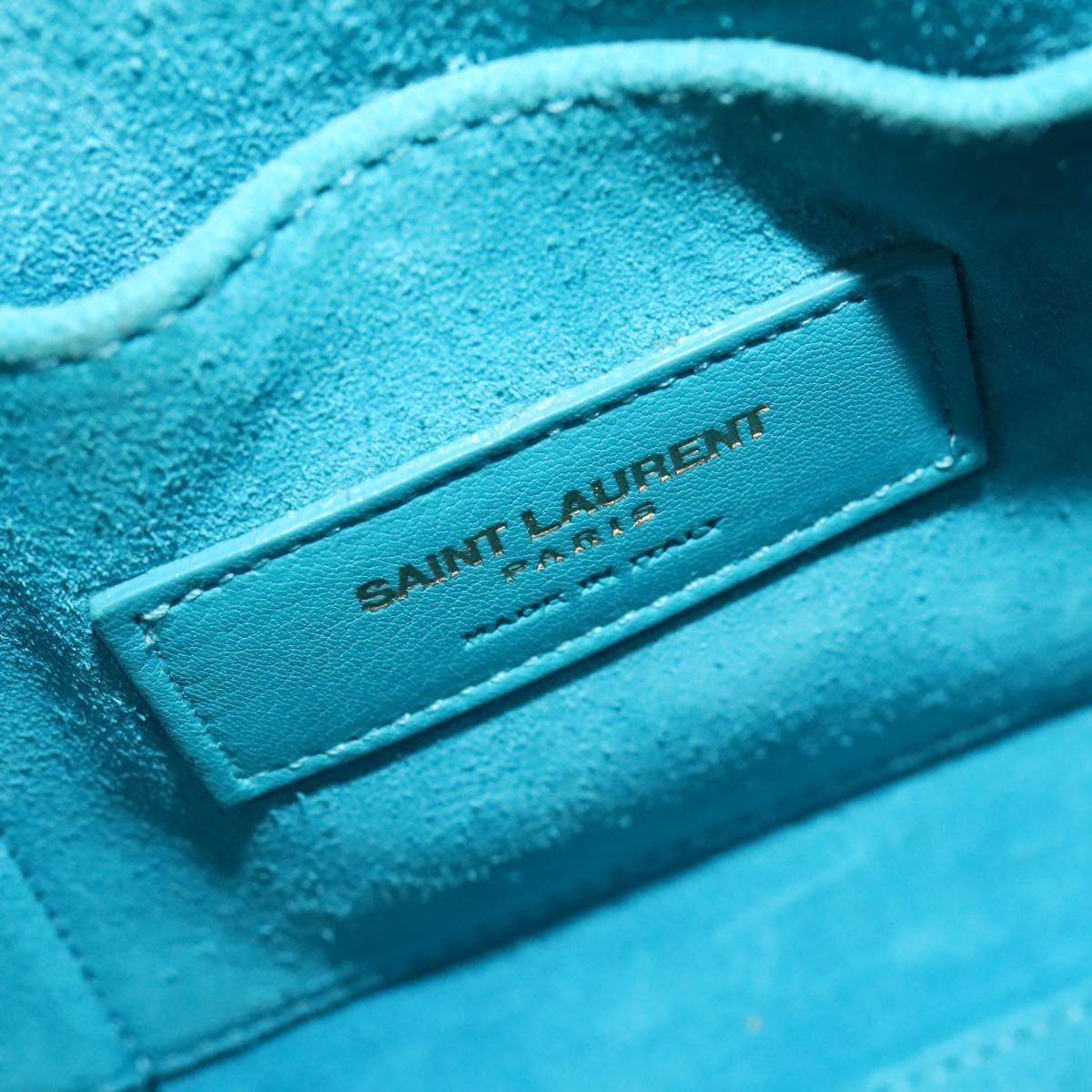 SAINT LAURENT Sac De Jour Nano Bag Leather Light Blue Gold 311208 Auth BA4310