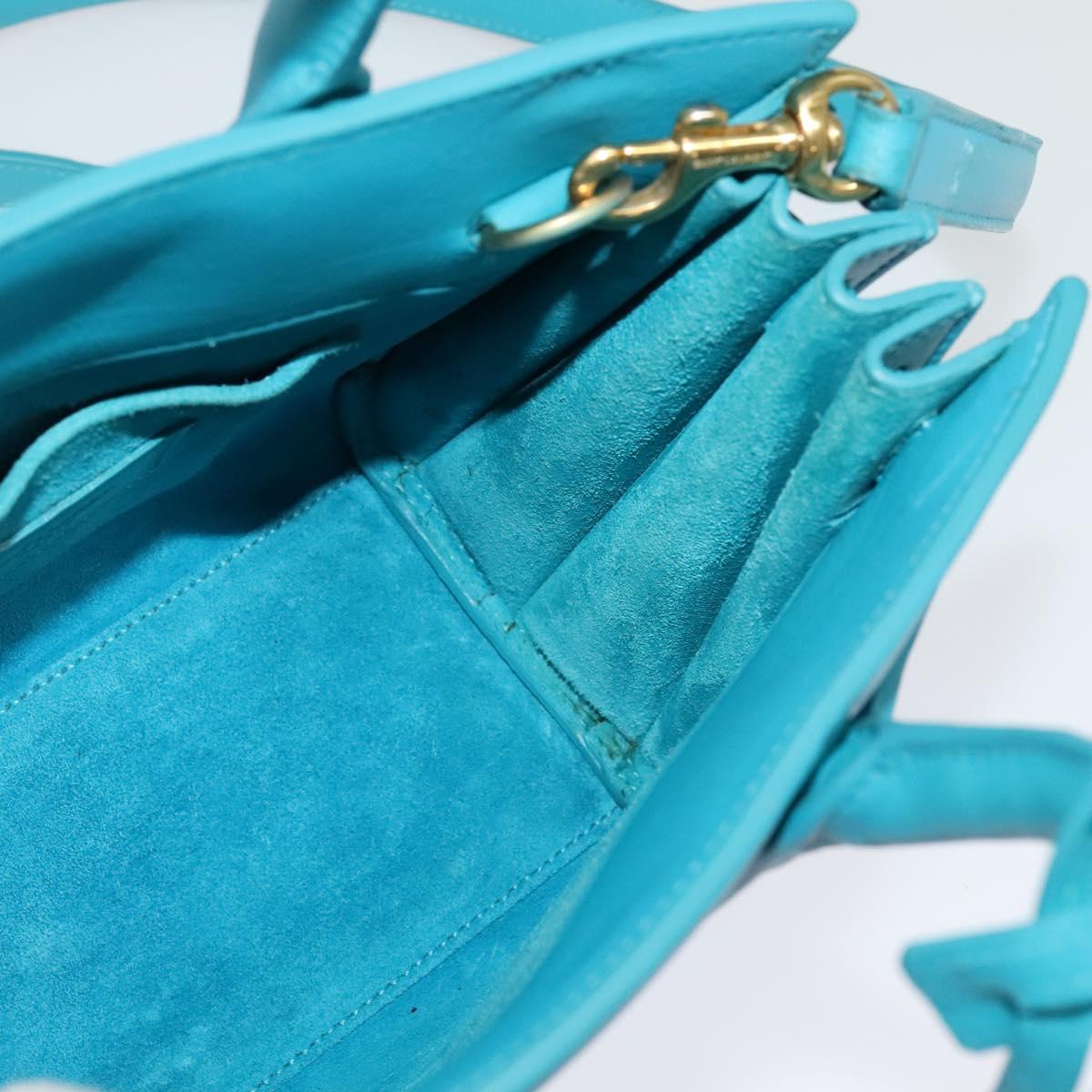 SAINT LAURENT Sac De Jour Nano Bag Leather Light Blue Gold 311208 Auth BA4310