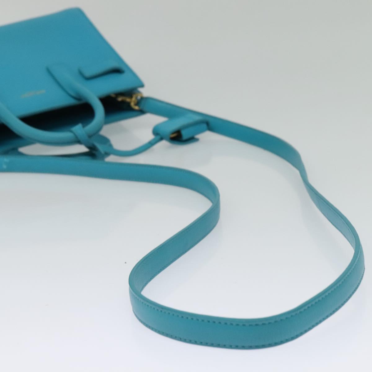 SAINT LAURENT Sac De Jour Nano Bag Leather Light Blue Gold 311208 Auth BA4310