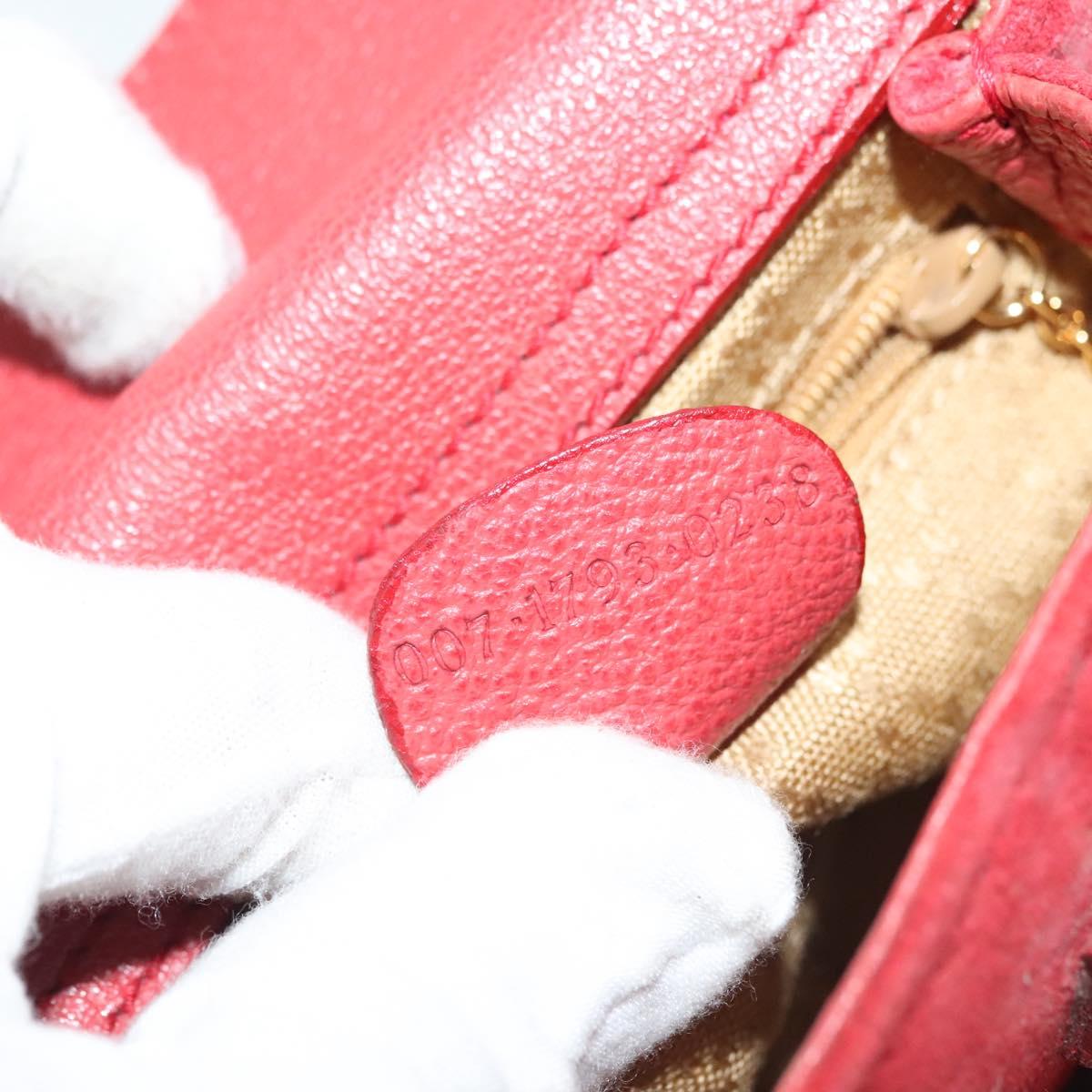 GUCCI Bamboo Hand Bag Suede 2way Red Gold 007 1793 0238 Auth BA4313