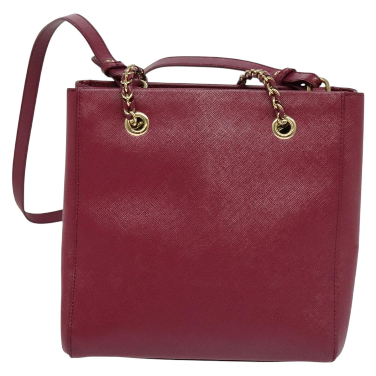 Salvatore Ferragamo Chain Vala Hand Bag Leather Pink Gold Auth BA4315