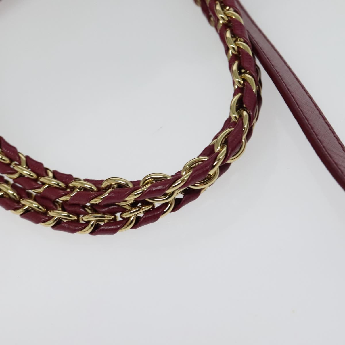 Salvatore Ferragamo Chain Vala Hand Bag Leather Pink Gold Auth BA4315