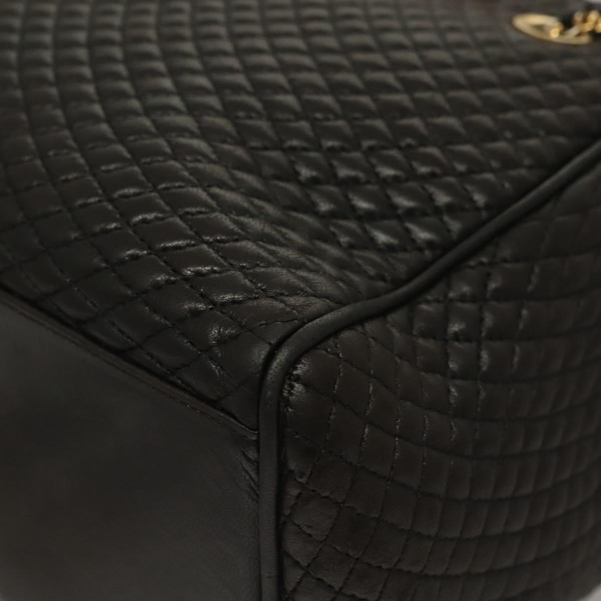 BALLY Quilted Chain Shoulder Bag Leather Dark Brown Gold Auth BA4325