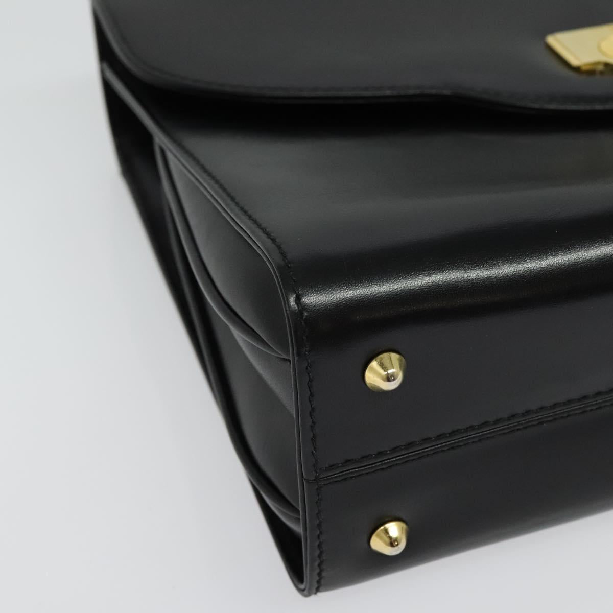 BALLY Hand Bag Leather 2way Black Gold Auth BA4327