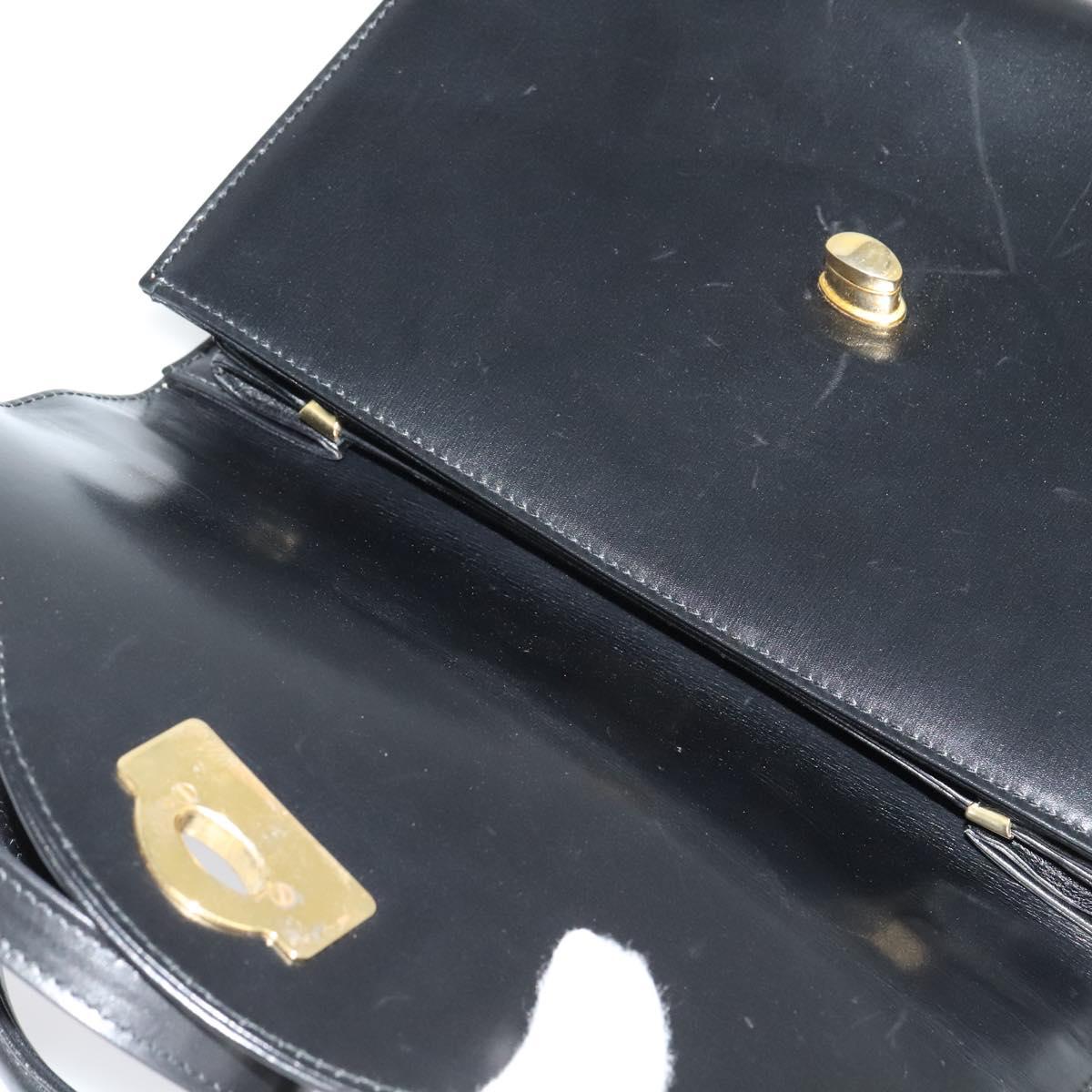 BALLY Hand Bag Leather 2way Black Gold Auth BA4327