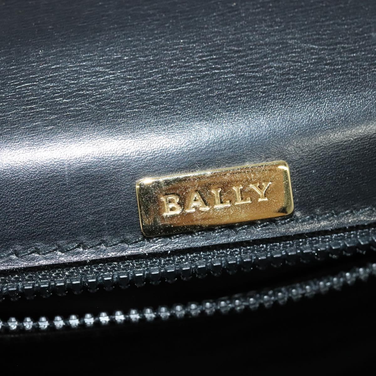 BALLY Hand Bag Leather 2way Black Gold Auth BA4327
