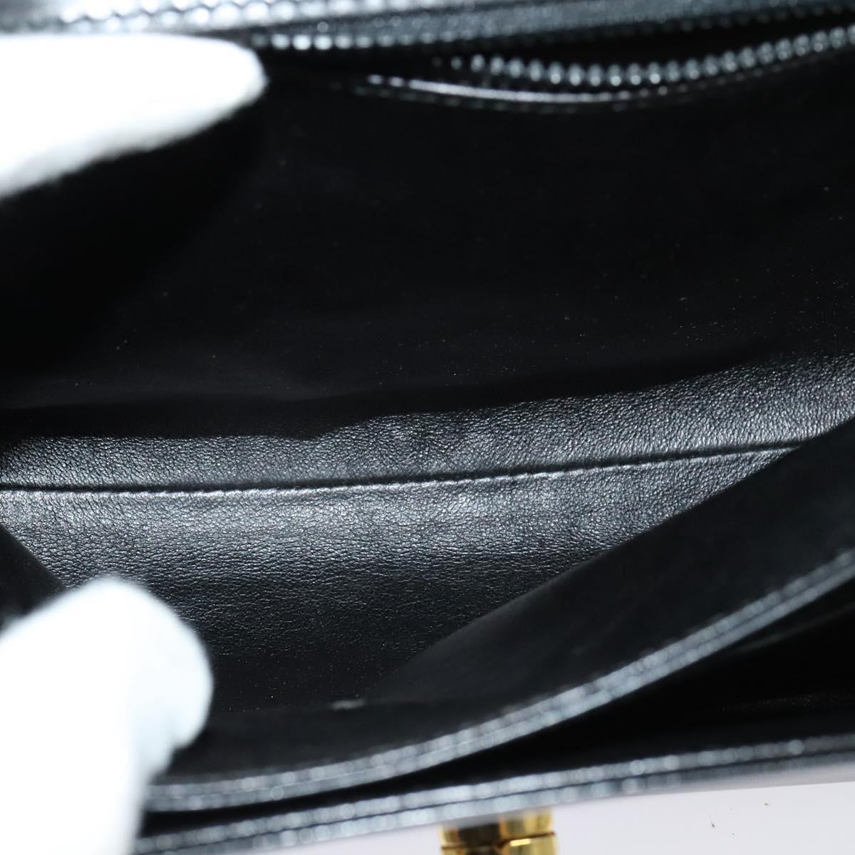 BALLY Hand Bag Leather 2way Black Gold Auth BA4327