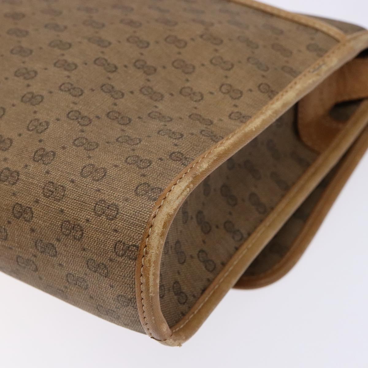 GUCCI Micro GG Supreme Shoulder Bag PVC Beige Gold Auth BA4331