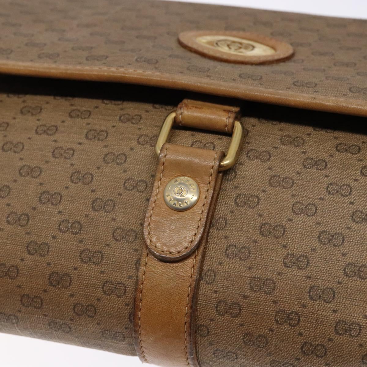 GUCCI Micro GG Supreme Shoulder Bag PVC Beige Gold Auth BA4331