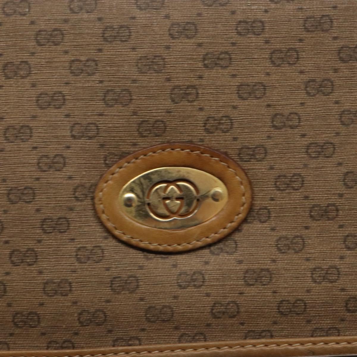 GUCCI Micro GG Supreme Shoulder Bag PVC Beige Gold Auth BA4331