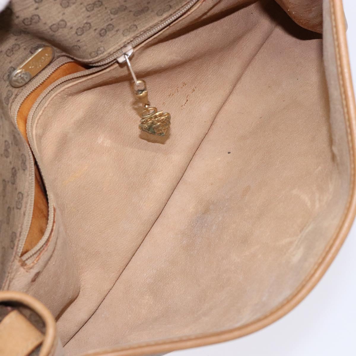 GUCCI Micro GG Supreme Shoulder Bag PVC Beige Gold Auth BA4331