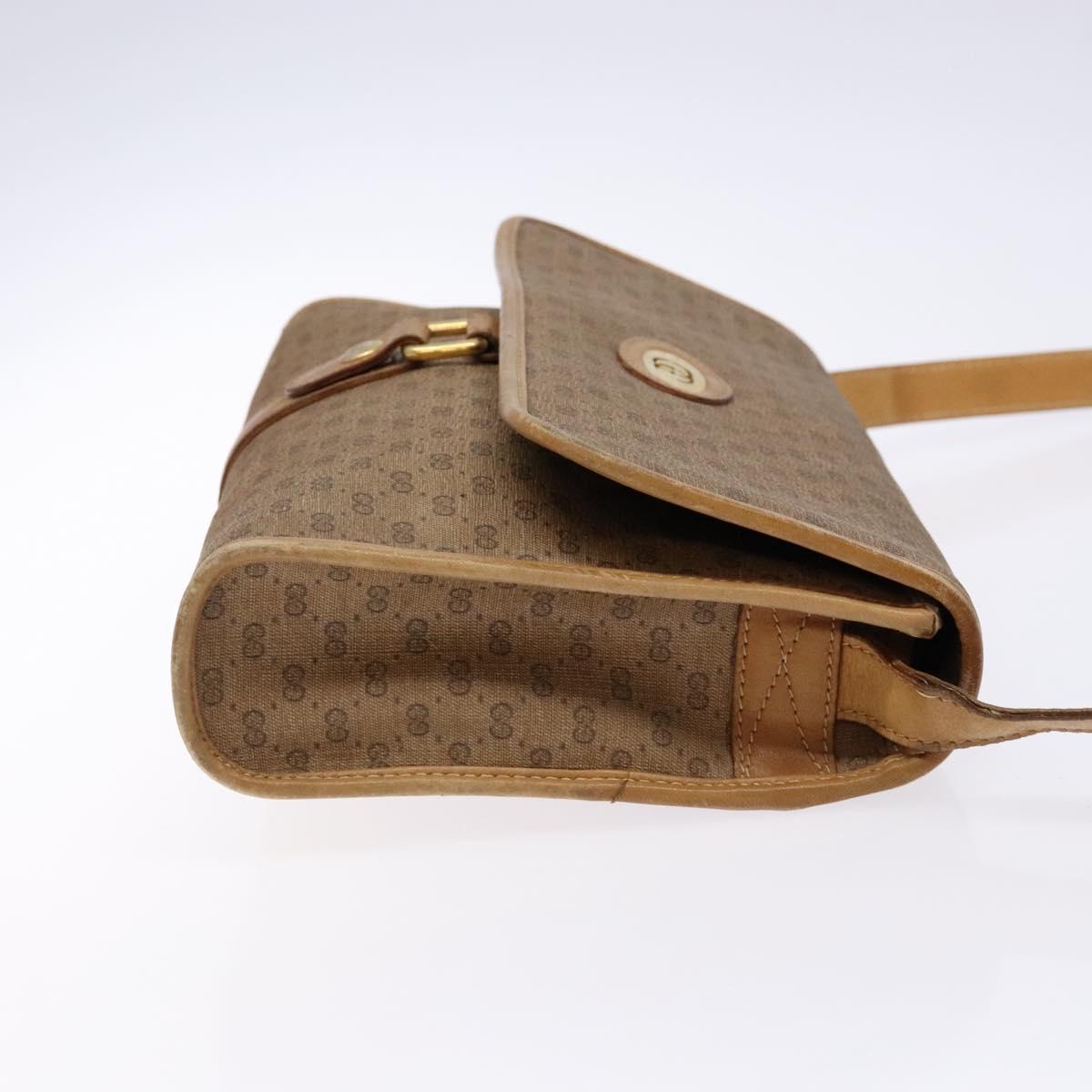 GUCCI Micro GG Supreme Shoulder Bag PVC Beige Gold Auth BA4331
