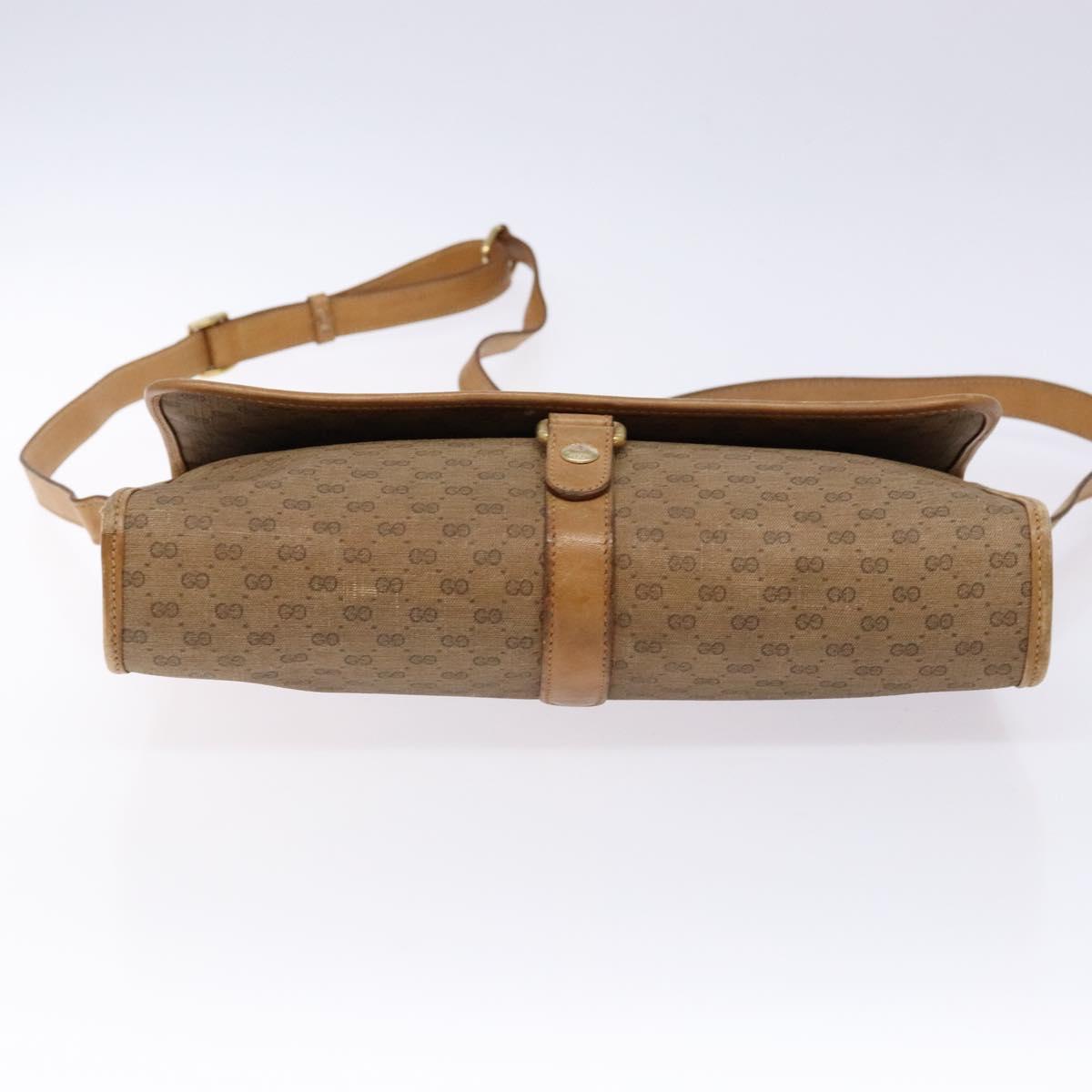 GUCCI Micro GG Supreme Shoulder Bag PVC Beige Gold Auth BA4331