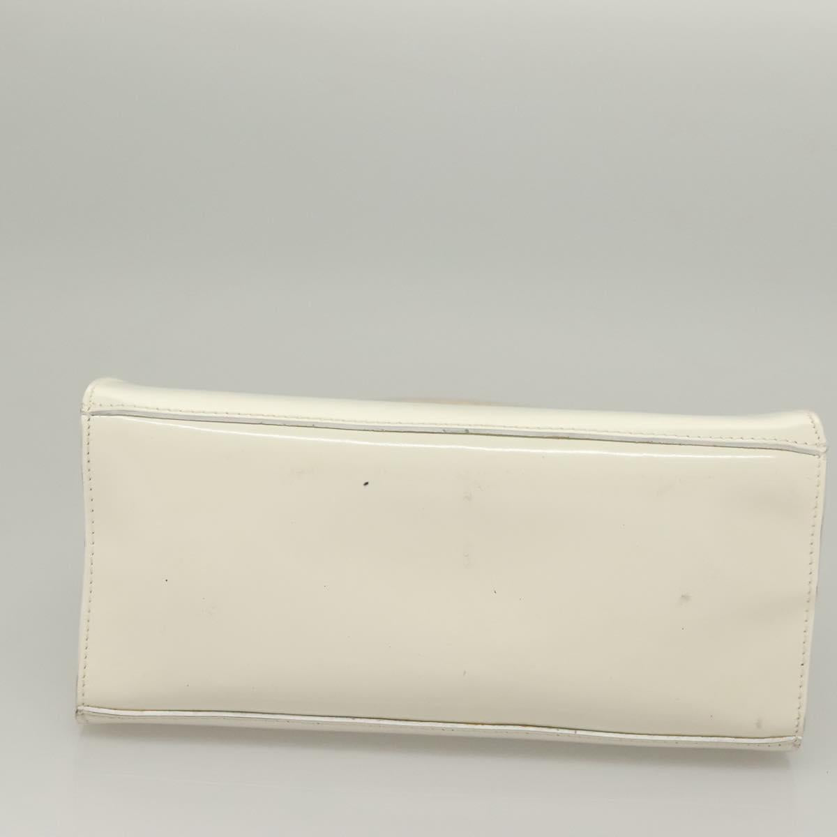 Salvatore Ferragamo Hand Bag Patent leather White Gold Auth BA4344