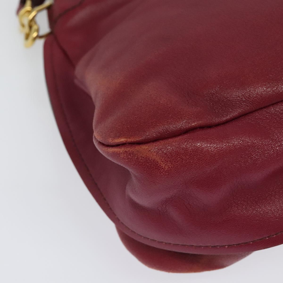 Chloe Margaret Hand Bag Leather 2way Wine Red Gold Auth BA4349