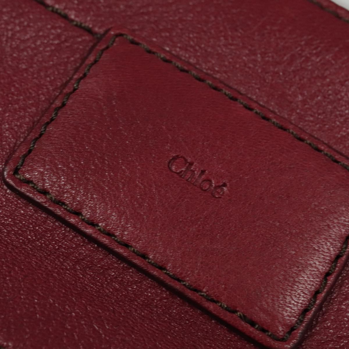 Chloe Margaret Hand Bag Leather 2way Wine Red Gold Auth BA4349