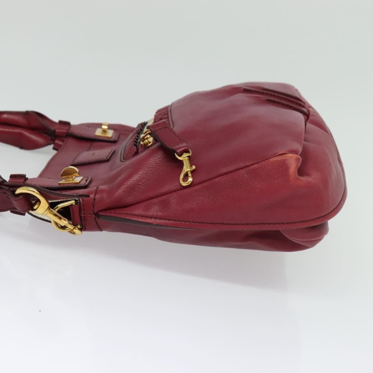 Chloe Margaret Hand Bag Leather 2way Wine Red Gold Auth BA4349