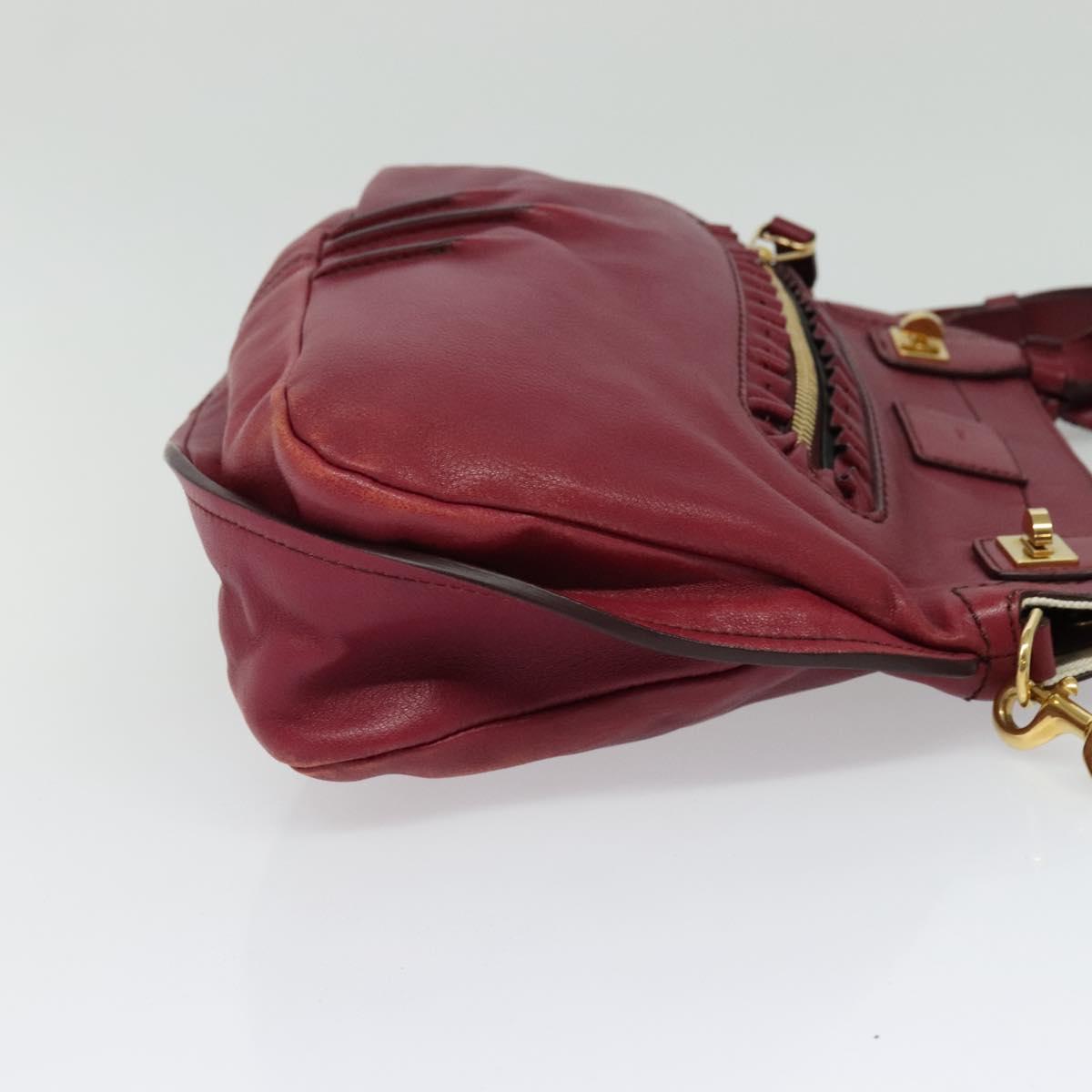 Chloe Margaret Hand Bag Leather 2way Wine Red Gold Auth BA4349