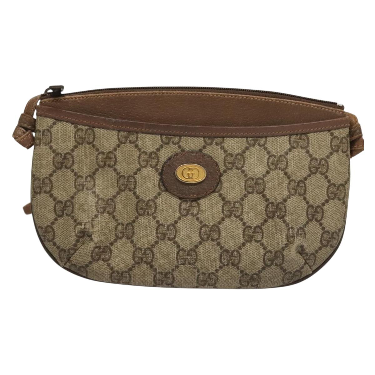 GUCCI GG Supreme Shoulder Bag PVC Beige Gold 904 02 020 Auth BA4350