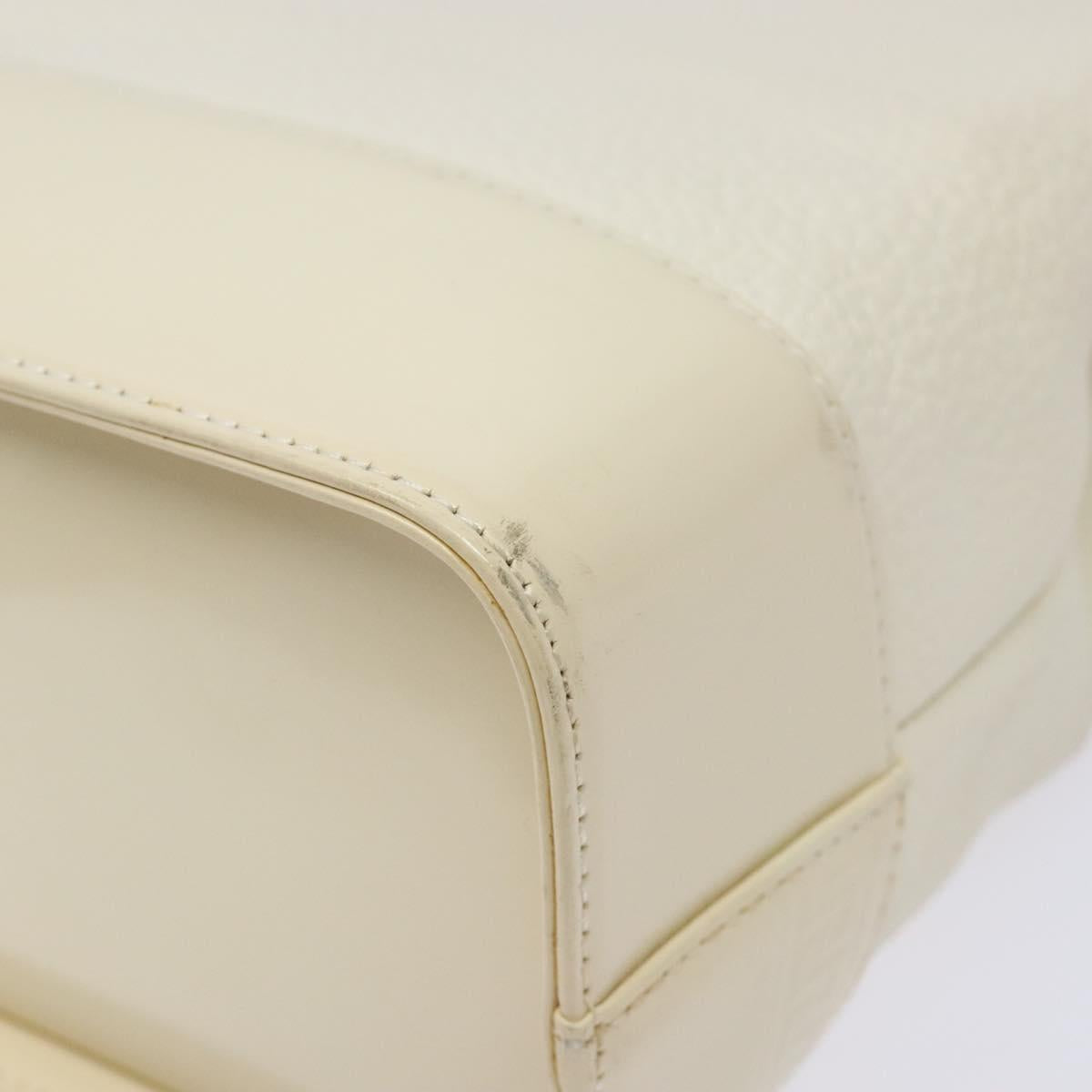 Gianni Versace Hand Bag Leather White Gold Auth BA4370