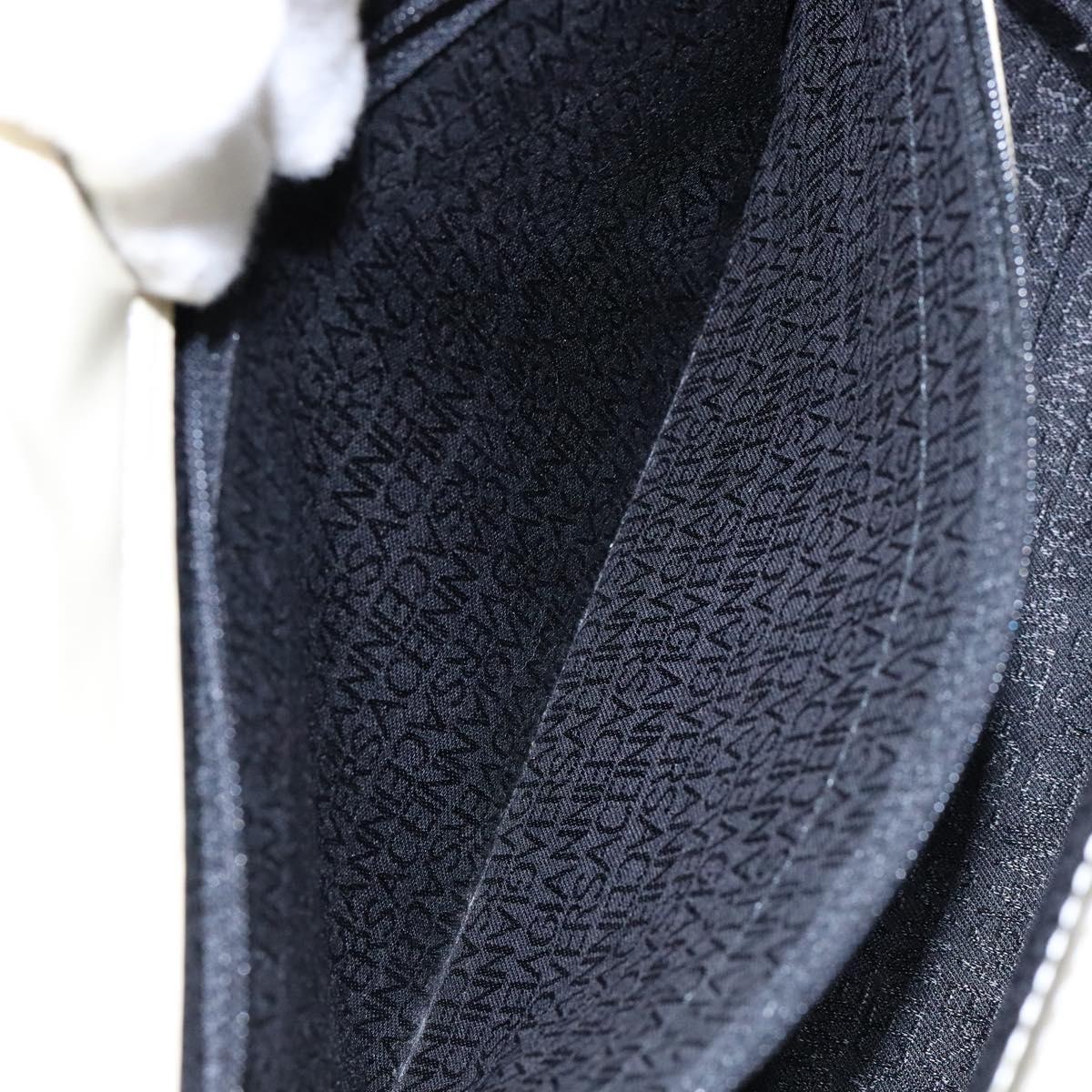 Gianni Versace Hand Bag Leather White Gold Auth BA4370