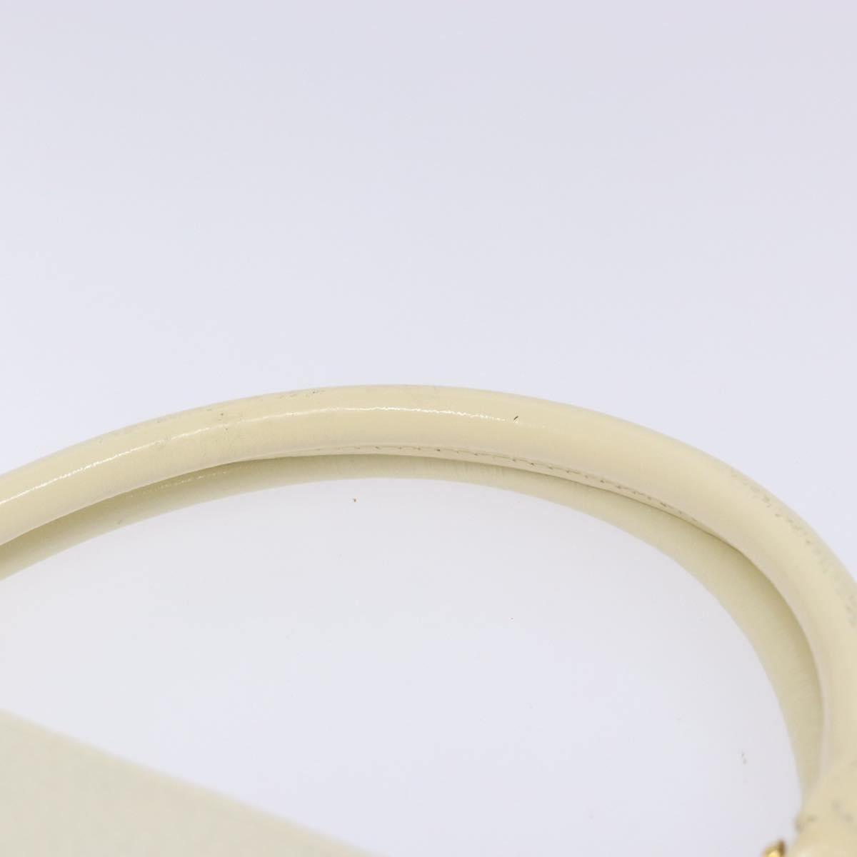 Gianni Versace Hand Bag Leather White Gold Auth BA4370