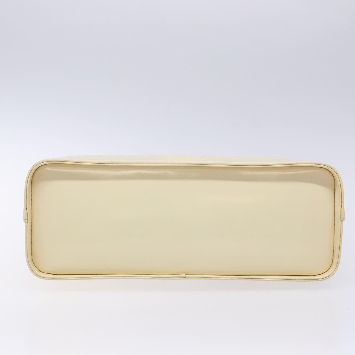 Gianni Versace Hand Bag Leather White Gold Auth BA4370