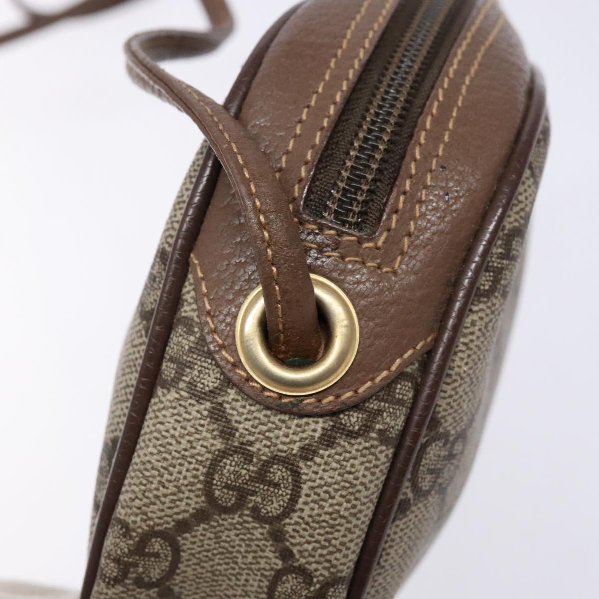 GUCCI GG Supreme Web Sherry Line Bag PVC Beige Gold 007 58 6112 Auth BA4386